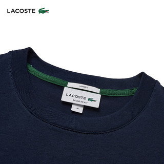 LACOSTE法国鳄鱼男女同款24简约休闲宽松圆领短袖T恤TH6397 166/藏青色 S /170
