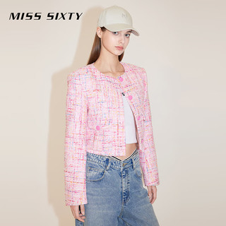 MISS SIXTY2024春季新款呢料外套女温柔气质粉红色高级感小香风 粉红 M