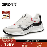 零度Zero男鞋2024年春季轻便透气舒适旋钮拼接休闲鞋运动鞋子男 白色 43