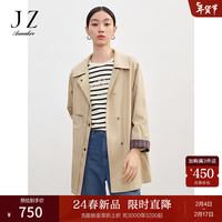 玖姿·安娜蔻简约通勤帕丁顿落肩翻领宽松外套风衣2024春季 卡其 XS