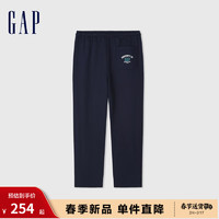 Gap男装2024春季LOGO撞色线条宽松直筒针织卫裤长裤889717 海军蓝 175/84A(L) 亚洲尺码