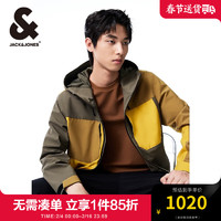 杰克·琼斯（JACK&JONES）衣服男装春季工装外套男宽松连帽户外三防拼色反光夹克男士高级感 E04橄榄绿 常规 190/108A/XXL