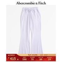 Abercrombie & Fitch 女装 24春美式小麋鹿时尚卫裤高腰喇叭运动卫裤 355676-1 浅紫色 L  (165/84A)
