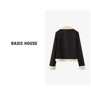 Basic House/百家好防寒毛毛边加厚羽绒上衣套装女秋冬千金名媛风 黑色裙子 L115-125斤