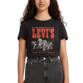 李维斯（Levi's）女生复古徽标T恤文化衫LOGO拼色夏装短袖奢侈品潮牌20431942 Horse Trio Black L