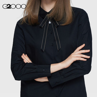 G2000女装冬平滑质感舒适亲肤可拆卸蝴蝶结长袖衬衫新AS 黑色 38