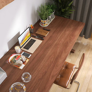 良工黑胡桃书桌实木办公桌去客厅化大长桌子工作台办公桌餐桌 1.8米长桌