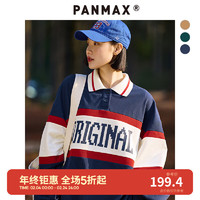 潘·麦克斯（PANMAX）panmax大码男装POLO华夫格长袖宽松休闲上衣PBCS-WY0808 藏青色 M