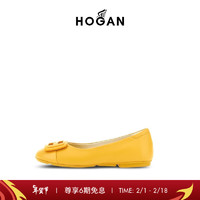 HOGAN女鞋2024早春新款H661系列时尚休闲平底鞋浅口单鞋芭蕾舞鞋 黄 35.5