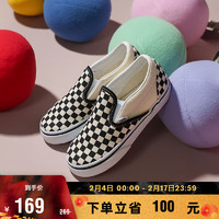 VANS范斯童鞋 Slip-On黑白棋盘格舒适一脚蹬小童帆布鞋 黑白棋盘格 26.5码 实测内长17cm