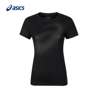 ASICS 亚瑟士 女子舒适T恤反光夜视跑步短袖 2012C434-001 黑色 M