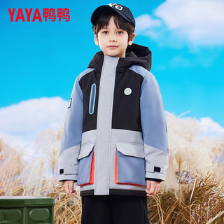 鸭鸭（YAYA）儿童羽绒服男童工装冬季青少年中大童装保暖外套WM 蓝灰色调 120