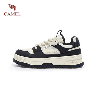 CAMEL 骆驼 女鞋 2024春季休闲时尚小白鞋日常舒适拼接板鞋 L24S229609米/黑 38