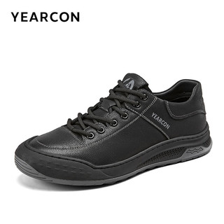 YEARCON 意尔康 男鞋休闲鞋系带舒适日常驾车鞋男士单鞋 97683W 黑色 41