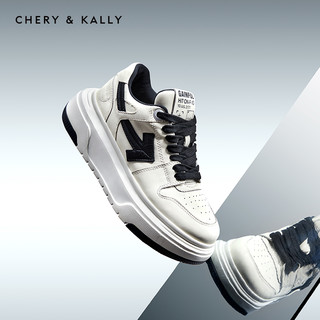 CHERY&KALLY女鞋厚底真皮小白鞋女运动百搭休闲板鞋