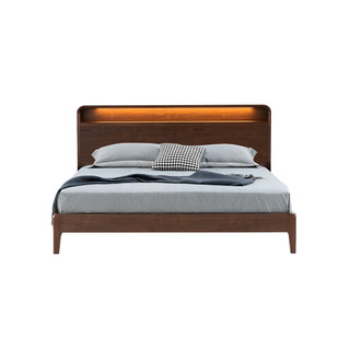 掌上明珠家居（M&Z）床新中式卧室胡桃木色铺板款单人床