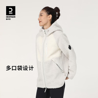 DECATHLON 迪卡侬 羊羔绒外套女秋冬连帽保暖加厚夹克摇粒绒 4684869 米白色 S