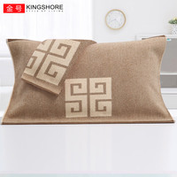 金号纯棉枕巾2条 加大加厚成人吸汗透气家用枕头巾 经典国风-棕色2条