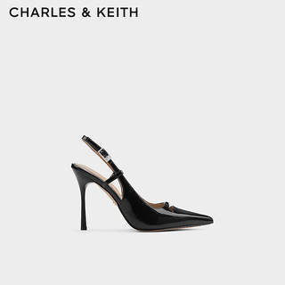 CHARLES&KEITH24春法式尖头细高跟鞋凉鞋SL1-61790021 Black Box黑色 38