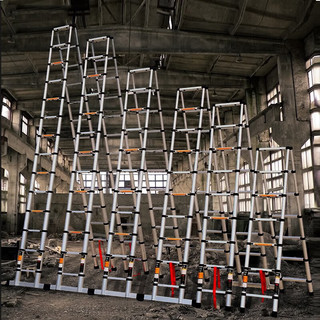固耐奇（GUNAIQI）家用人字梯 伸缩梯 铝合金加厚折叠梯 家用梯工程楼梯人字梯5.5米 人字梯5.5+5.5米