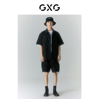 GXG男装迷幻短袖衬衫22年夏季 黑色 175/L