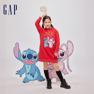 Gap【史迪奇联名】女童春季2024抓绒卫衣裙847160儿童连衣裙 红色 160cm(XL)亚洲尺码