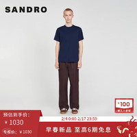 SANDRO2024早春男装法式简约圆领针织短袖T恤上衣SHPTS01387 深蓝色 S