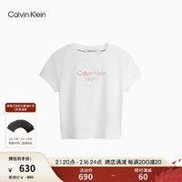 Calvin Klein Jeans24春夏女士复古时髦渐变字母印花短袖T恤J223337 YAF-月光白 XS