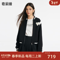 歌莉娅   双面穿爱心棒球服外套  1C2J6E750 00B黑色 XS