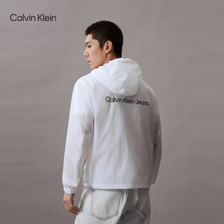 Calvin Klein Jeans24春夏男士休闲运动字母印花宽松连帽外套J325576 YAF-月光白 XXL