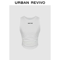 URBAN REVIVO UR2024春季女潮流休闲字母印花褶皱短款修身背心UWV440074 本白 XS