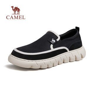 CAMEL 骆驼 布鞋2024春季轻软云感透气套脚休闲中年男鞋 G14S076135 黑色 38