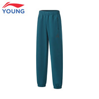 李宁 LI-NING童装儿童运动裤子男大童24年春综合体能束脚反光防泼水运动长裤YYKU019-2倒影蓝130