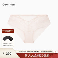 Calvin Klein内衣【黑标系列】24春夏女士性感蕾丝半包臀防夹臀内裤QF7755AD K6L-奶油白 S