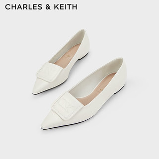 CHARLES&KEITH24春季时尚尖头气质通勤平底单鞋SL1-71790026 White白色 36