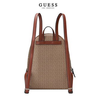 GUESS24年春女士经典logo拉链多口袋大容量双肩背包-SG911830 MOC-棕色 ONE