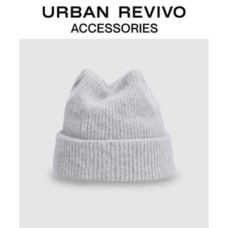 URBAN REVIVO2024春季女士慵懒氛围保暖针织帽UAWA40066 冷灰 F