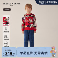 Teenie Weenie Kids小熊童装24早春男童卡通圆领提花长袖毛衣 红色 120cm