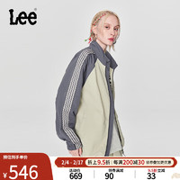 Lee24早春舒适版立领拼接印花男女同款插肩袖夹克外套潮 牡蛎白（尺码偏大，拍小一码） S