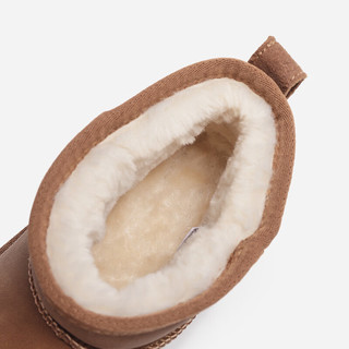 热风冬季女士厚底靴子加绒棉鞋短靴雪地靴 02棕色 36