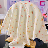 巧林儿化妆镜遮镜子布帘梳妆台镜子套罩遮盖镜子遮挡布盖镜面防尘盖布 鲜花小镇 桌面圆镜盖布:90*90cm