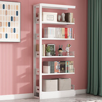 唐辑书架书柜落地图书馆家用钢制书架置物档案架600宽2米高窄款副架 600宽副架（珍珠白）