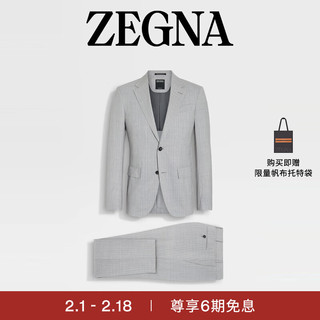 杰尼亚（Zegna）24春夏浅灰色配白色 14milmil14 羊毛西装722525A7-20FT2Y-50