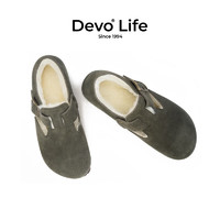 Devo Life 软木鞋冬季加绒休闲鞋2023秋冬新款女棉鞋保暖毛毛鞋
