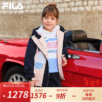 FILA【新雪丽绒】斐乐童装2024春中大童女童连帽外套两件套潮 传奇蓝-NV 165