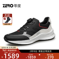 零度Zero男鞋2024年春季新款轻便透气舒适旋钮拼接休闲鞋运动鞋子男 黑色 42