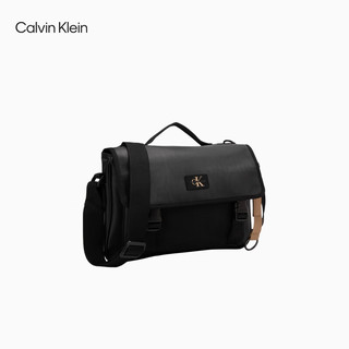 Calvin Klein Jeans24春夏男士简约方标插扣翻盖邮差包斜挎包新年HH4101 001-太空黑 OS