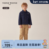 Teenie Weenie Kids小熊童装24早春男宝宝经典翻领长袖棉服 深藏青色 120cm