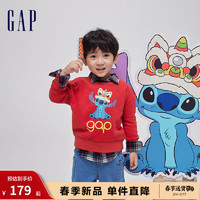 Gap【史迪奇联名】男女幼童春季2024抓绒卫衣847357套头上衣 红色 90cm(1-2岁)亚洲尺码