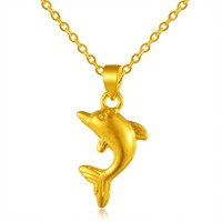 中国黄金 足金3D硬金小海豚吊坠精致百搭简约 定价 约1.3g-不含项链